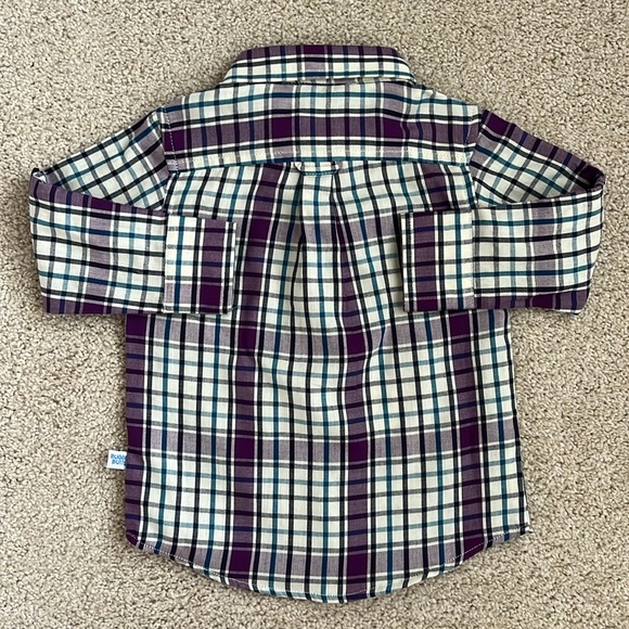 NWT Rugged Butts blue purple plaid button down, size 18/24m - Picture 3 of 4